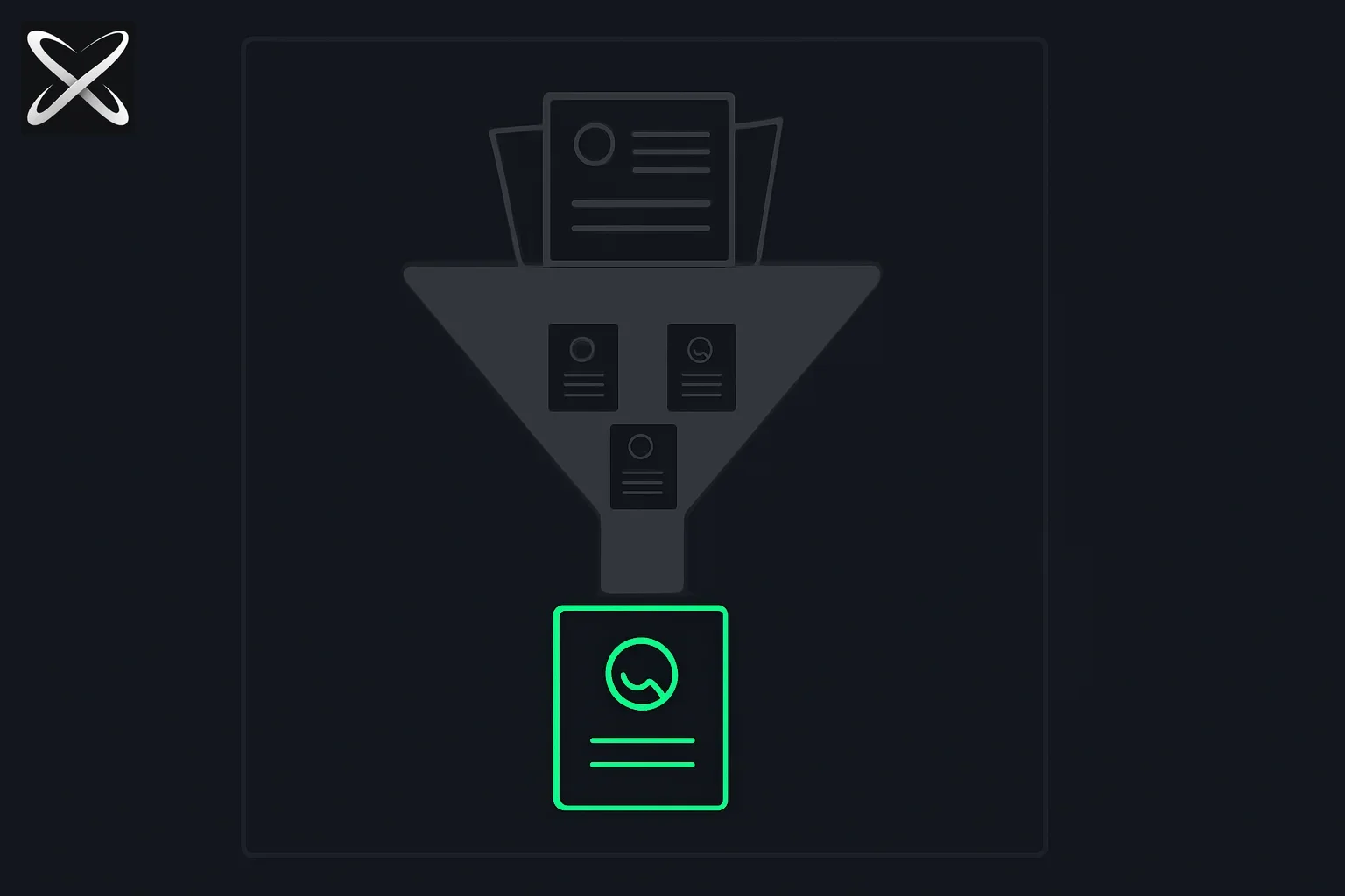 Top AI prompts for HR and recruiting diagram: template cards feeding a hiring funnel that narrows resumes to one candidate