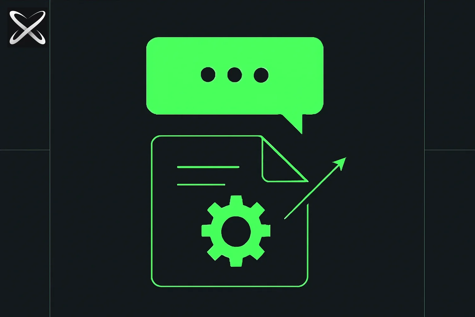 System prompt diagram: a hidden folded instruction sheet tucked beneath a visible chat bubble, quietly shaping the reply