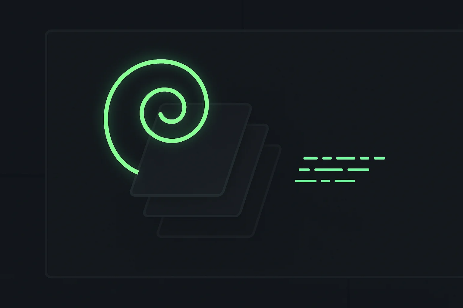 Glowing loop folding through translucent layers beside a visible text thread, symbolizing recurrent depth's hidden reasoning versus readable chain-of-thought