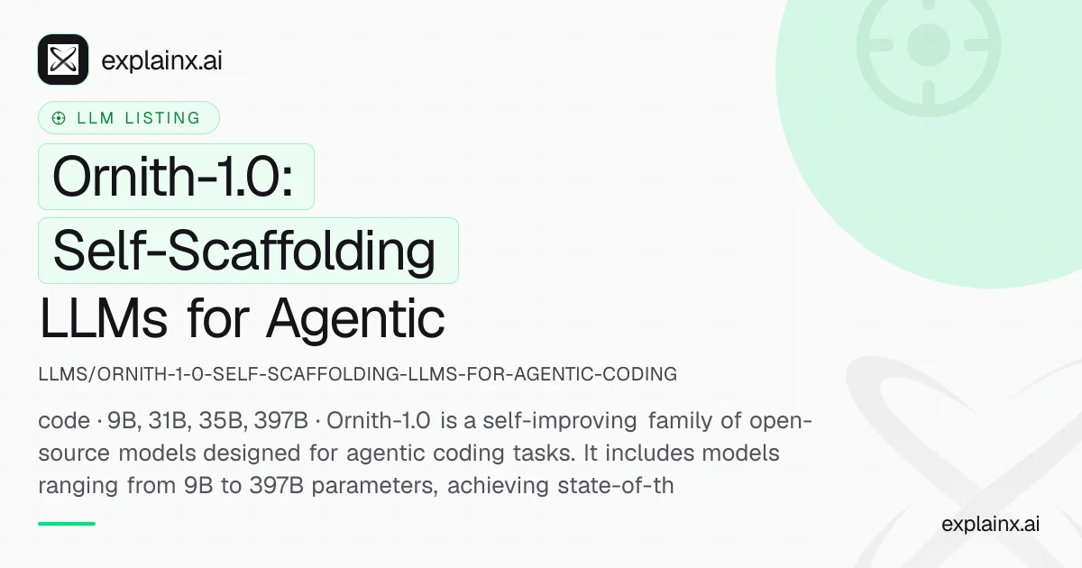 Ornith-1.0: Self-Scaffolding LLMs for Agentic Coding — LLM listing ...