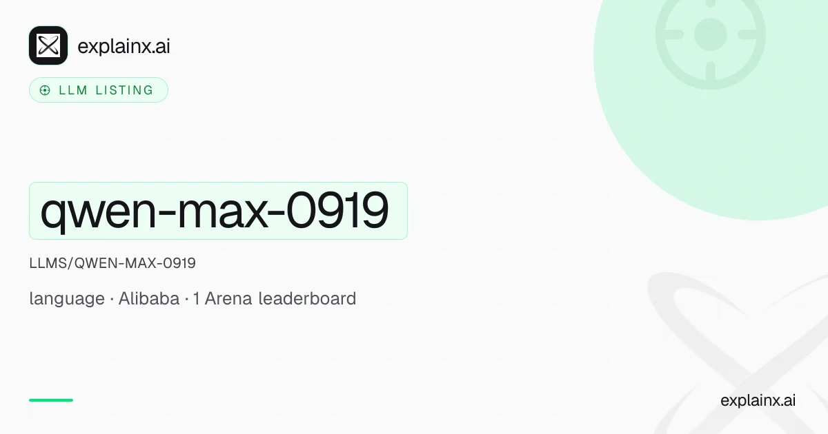 qwen-max-0919 — LLM listing | explainx.ai | explainx.ai