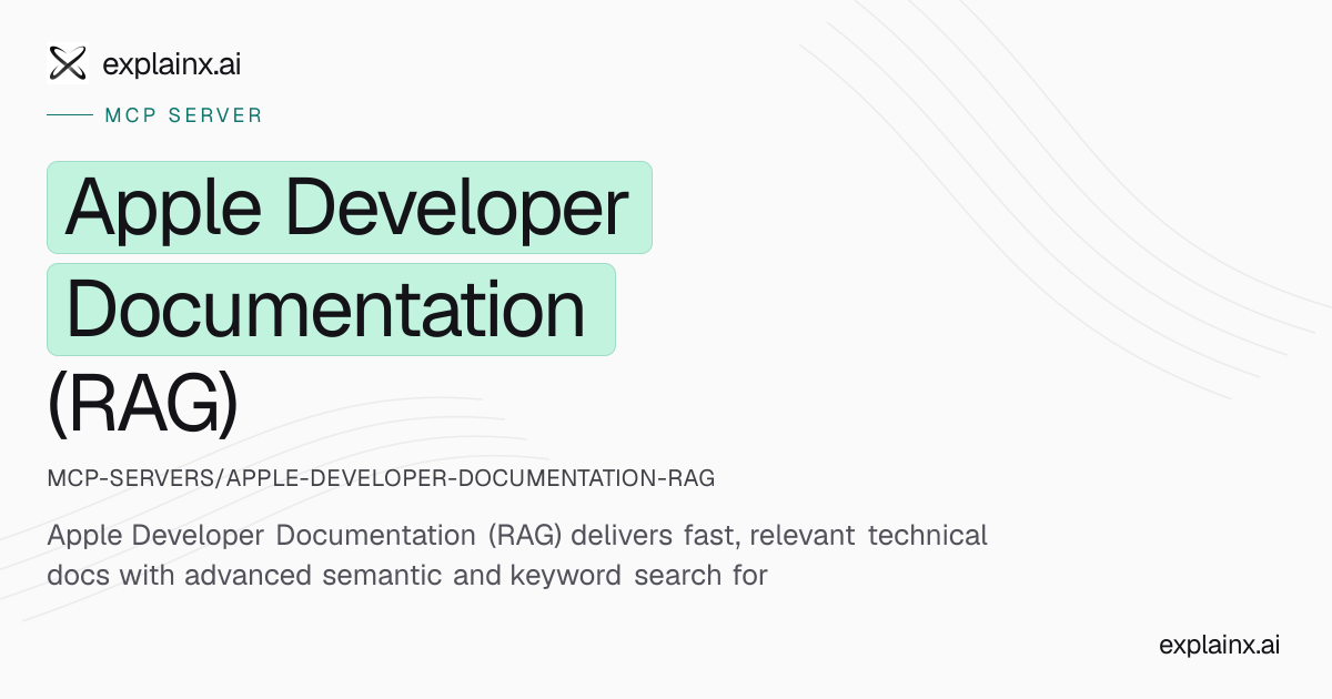 Apple Developer Documentation (RAG) — MCP server | explainx.ai ...
