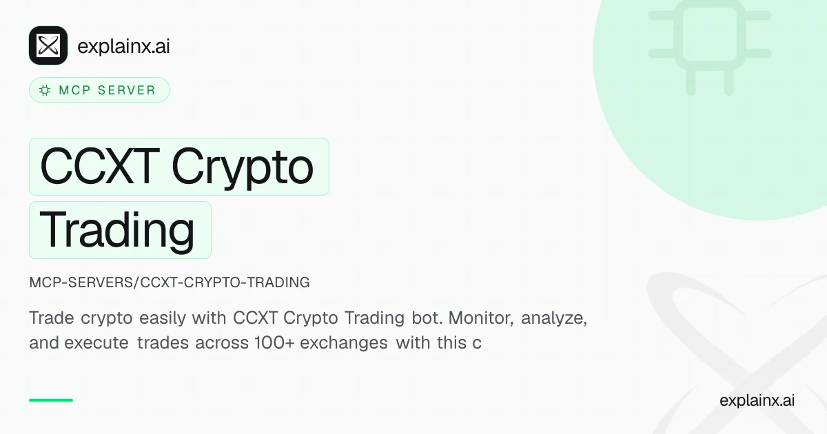 CCXT Crypto Trading — MCP server | explainx.ai | explainx.ai
