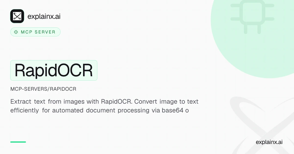RapidOCR — MCP server | explainx.ai | explainx.ai
