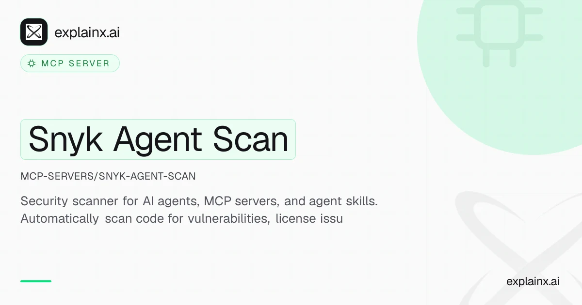 Snyk Agent Scan — MCP server | explainx.ai | explainx.ai