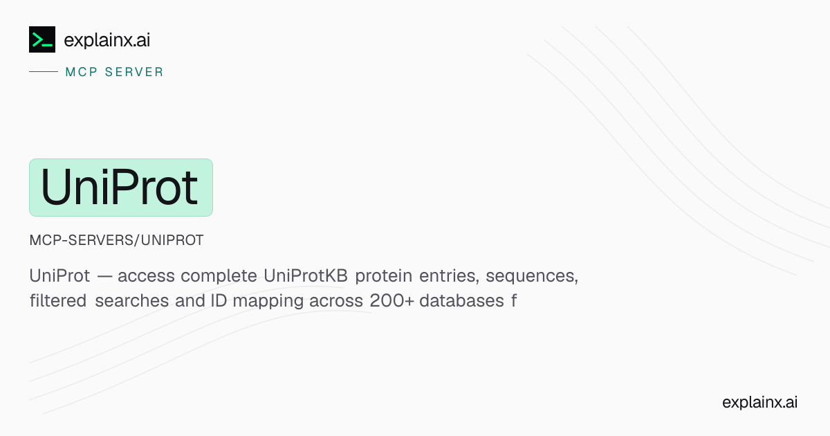 UniProt — MCP server | explainx.ai | explainx.ai