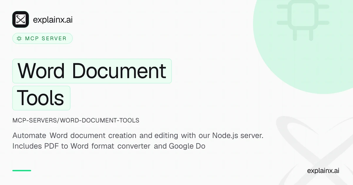 Word Document Tools — MCP server | explainx.ai | explainx.ai