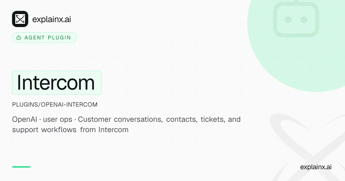 Intercom — OpenAI AI Agent Plugin | explainx.ai | explainx.ai